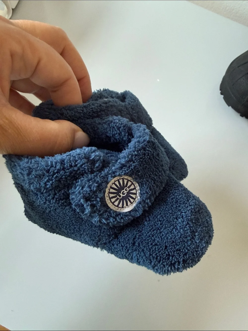 UGG Navy Blue Fuzzy Baby Booties
